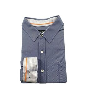 Buttercloth Mens Blue White Checked Performance LS Button Front Shirt Size XL